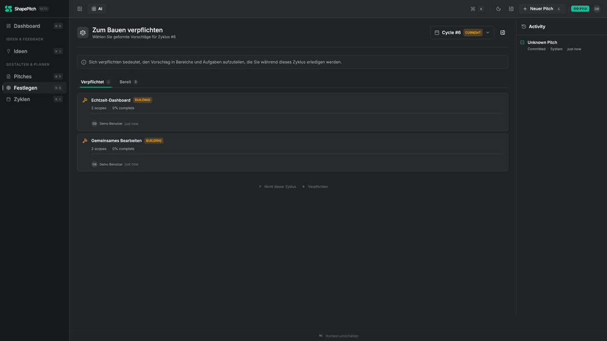 Visual product roadmap board showing active and queued projects